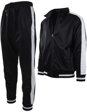 Mens Athletic 2 Piece Tracksuit Set L, 877-Black 