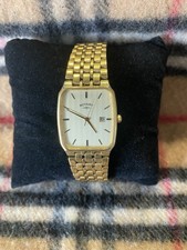 Vintage Mens Rotary Gold Plated Bracelet Date Quartz Wrist Watch 4572 Unisex