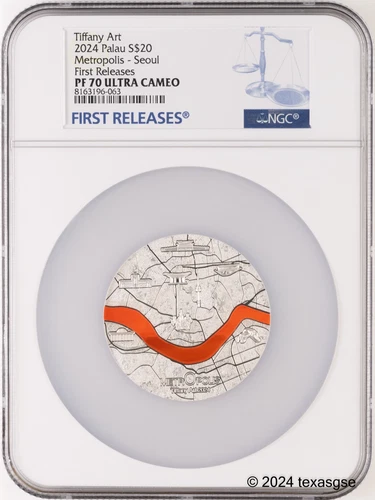2024 Palau Silver 3oz $20 Tiffany Art Metro Seoul NGC PF70 First Release