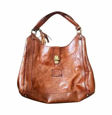 GUC Robe di Firenze Brown Tuscan Leather Hobo Shoulder Bag Italy Brass Tassel 