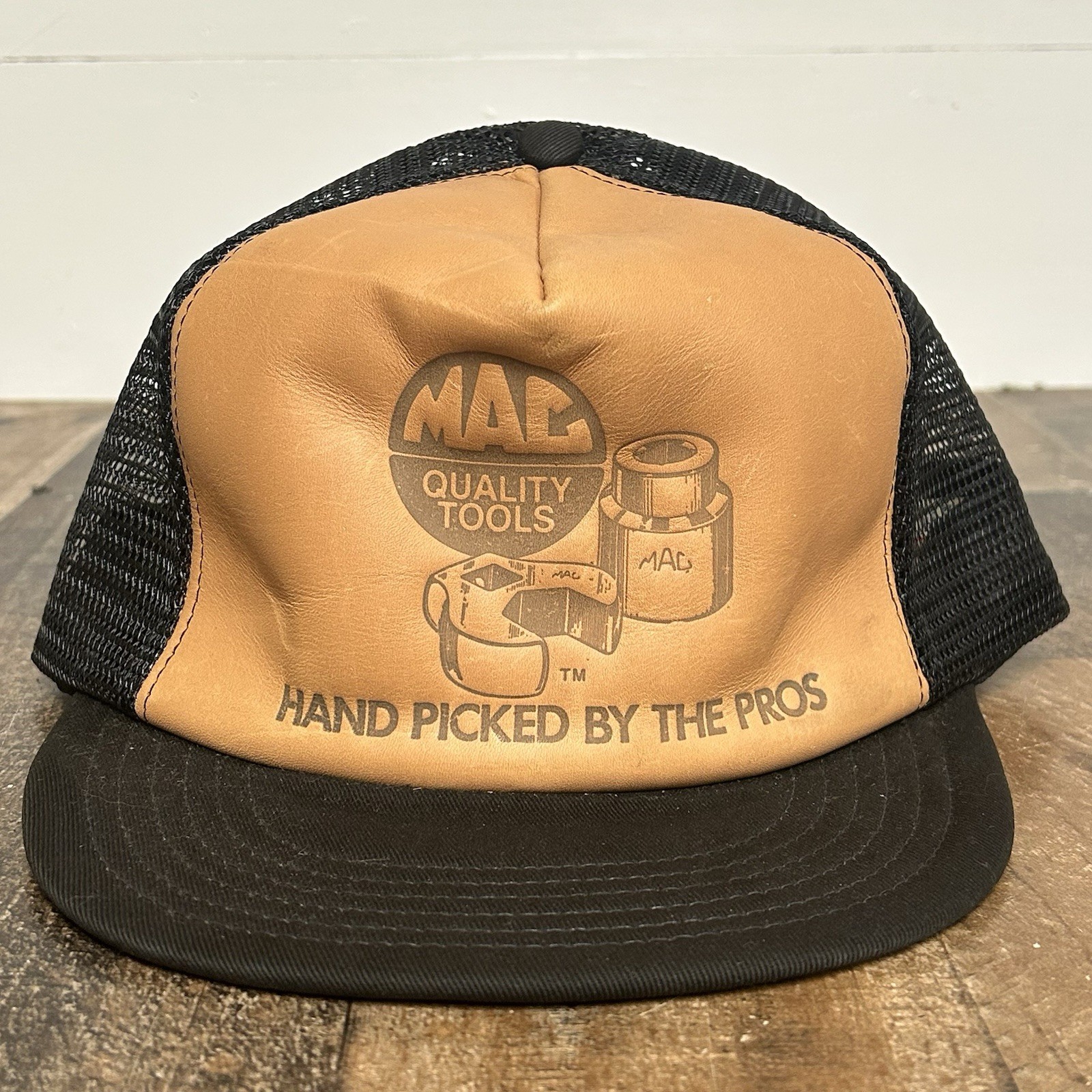 Mac Tools Leather Front Mesh SnapBack Trucker Hat… - image 2
