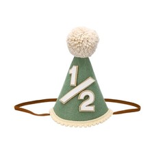 1/2 Mini Birthday Party Hat 1 Pcs, 15cm/ 6" Tall 6 Months Cone Hat, Green
