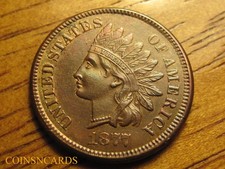 1877 1C Indian Head Cent Key to Series Multi-Toned Uncirculated Monster Scarce!