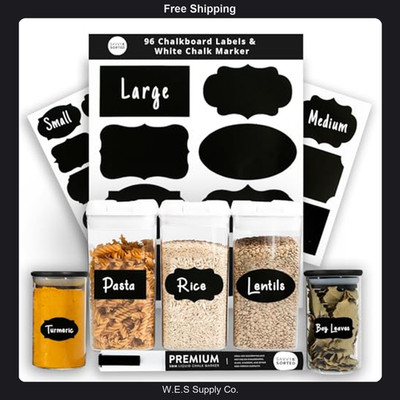 96 chalkboard labels for storage bins with chalk marker reusable pantry labels