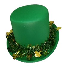 Way to Celebrate St Patrick's Day Top Hat Green Adult Tinsel Shamrock