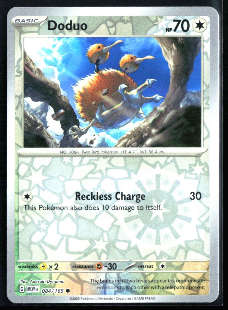 2023 Scarlet & Violet - 151 Doduo #84 Reverse Holo Pokemon Card