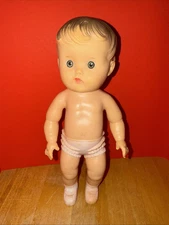 10” Vtg The Sun Rubber Company 1956 Baby Doll Molded Hair Ruffle Diaper Girl