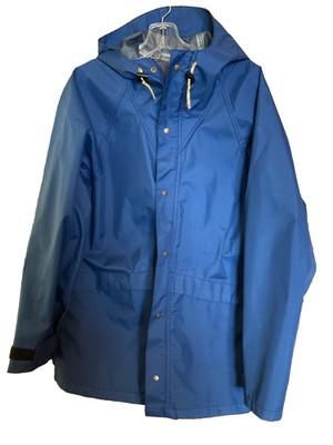 Ramsey GORE-TEX Mens Blue Rain Jacket Hooded Coat Size M Zip & Snap Pockets
