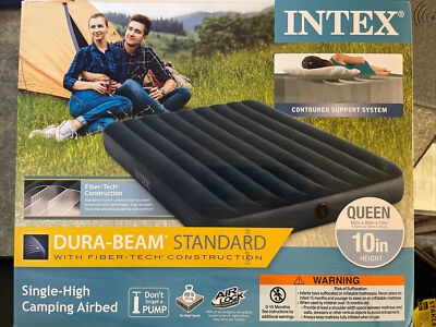 nib  intex 10in queen dura beam standard single high camping airbed