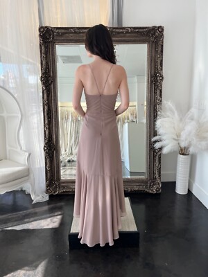 Jenny Yoo Lola Chiffon High Low Dress, Mauve, Size 10