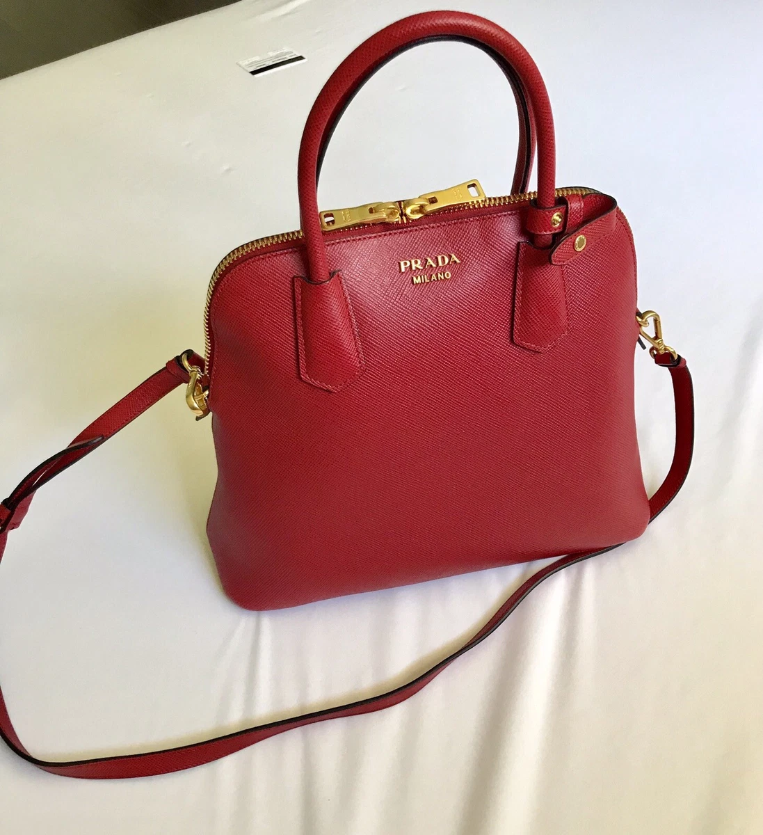 Prada - Red Saffiano Executive Tote Small