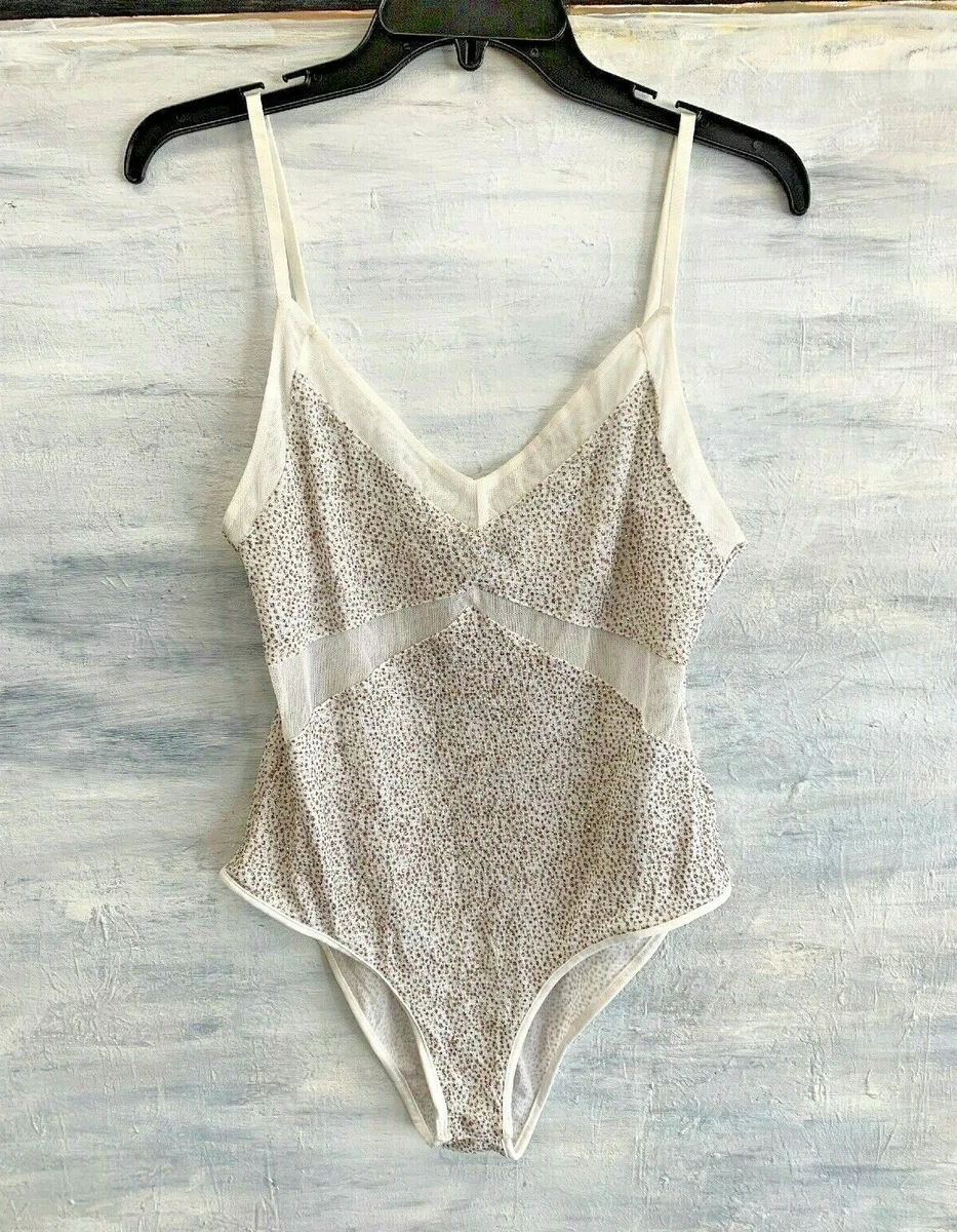 Nordstrom TOPSHOP Glitter Sparkle Mesh Bodysuit, US 8 - Ivory Glitter