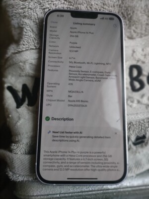 Apple iPhone 14 Plus - 256GB - Purple (Unlocked)