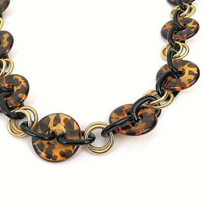 R.J. Graziano Tortoise Shell Link Chain 32” Belt Necklace  display picture 3
