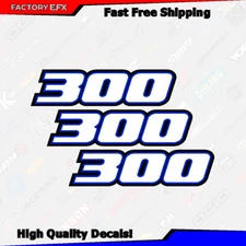 White Blue 300 Decals Stickers 4x4 Graphics Snowmobile Quad skidoo Bayou ATV MX