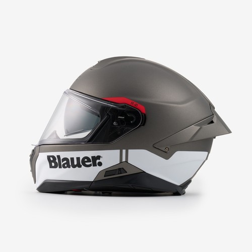 casco moto integrale doppia visiera BLAUER in fibra grigio bianco omologato - Bild 2 von 4