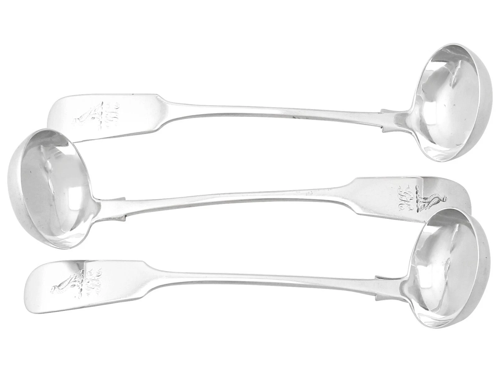 Sterling Silver Fiddle Pattern Sauce Ladles - Antique George IV