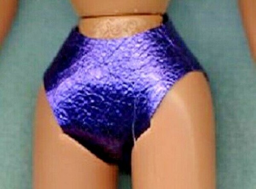 BARBIE BIKINI SWIM SUIT ROYAL PURPLE METALLIC LEATHER GOLD FILIGREE BALL & BEADS - Picture 4 of 4