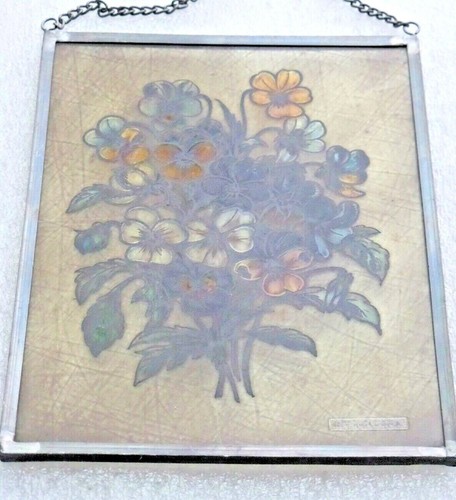 Bleiverglasung Fensterbild Bernhardt Glasmalerei "Strauß mit Stiefmütterchen"    - Bild 5 von 8