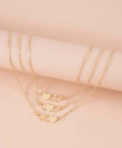 Set Of 3 Gold Necklaces - Trio / Triplets / Best Friends - Gift Boxed
