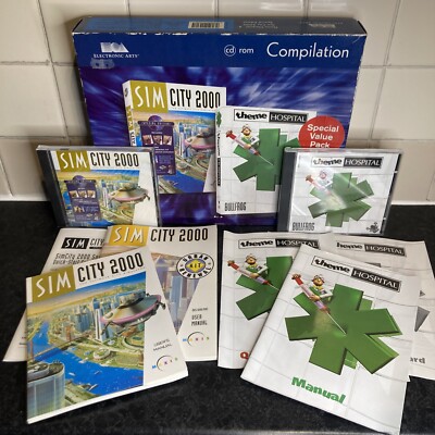 Special Edition SIM City 2000 & Theme Hospital Big Box PC Spiel komplett schön! 