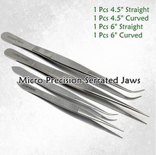Tool Kit of 4 Tweezers for Watch Maker and Jewelry Repairs Pickup Grasping Tools