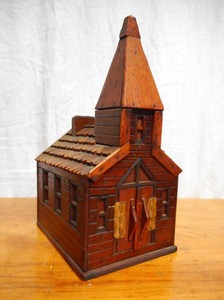 Download Antique American Folk Art Wooden Church Bank Nice Color Patina Original Finish | eBay