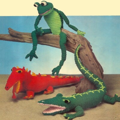 Princely Frog, Royal Alligator & Dynamic Dragon Vintage Crochet Pattern