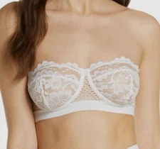 $102 Else Women's White Floral Lace Strapless Coresette Lace Bra Size 36B