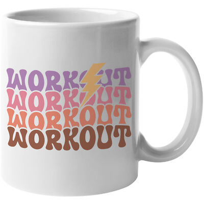 Coffee & Tea Mug, Workout Word with Lightning & Groovy Text Art, Work Out