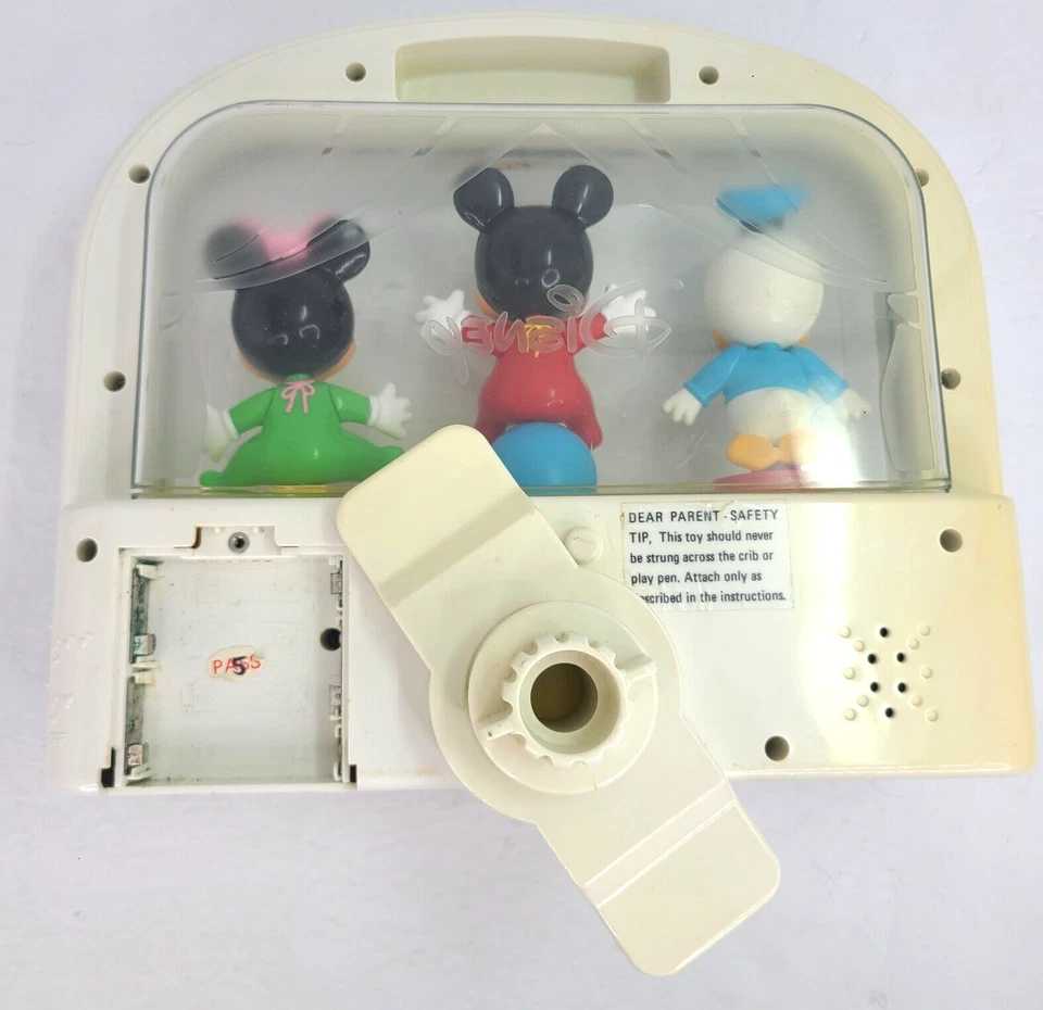Vintage Disney Mattel Crib Music Box Baby Mickey Minnie Donald Duck Baby - Image 3 of 4