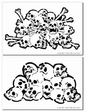 12" Airbrush Spray Painting Mylar Stencil Set - RC Mask 2 PACK Skeleton SKulls