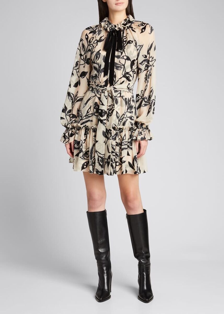 ZIMMERMANN Ladybeetle Swing Mini Dress 0 Frill Neck Belt ZIMMERMANN Ladybeetle Swing Mini Dress 0 Frill Neck Belt
