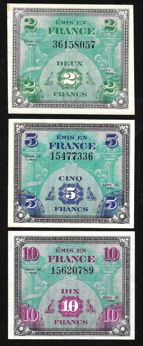 Circulated 1944 Year Military Currency French Paper Money for sale