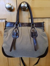 NWOT-Unbranded Med/Lg Brown Canvas w/Faux Leather Trim-Tote/Crossbody Bag/Purse