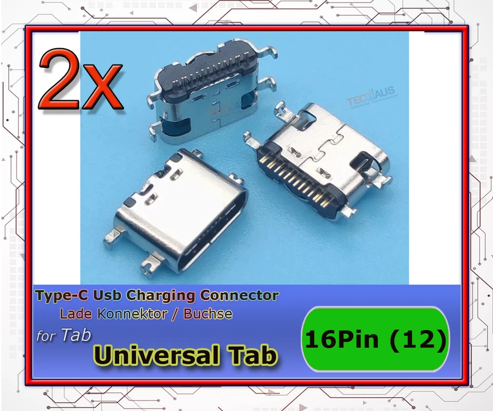 type c usb c universal tablet usb charging Connector port 16 / 12 pin socket