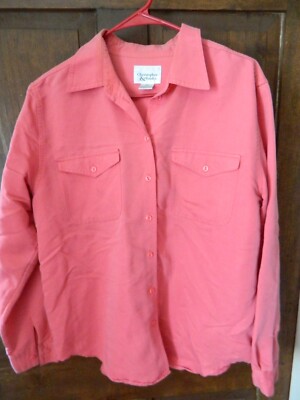 Christopher & Banks L Pink Rose Long Sleeve Button Down Shirt RN 63823