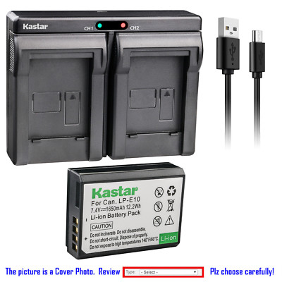 Kastar Battery Dual Charger for Canon Genuine LP-E10 LPE10 Canon LC-E10 LC-E10N