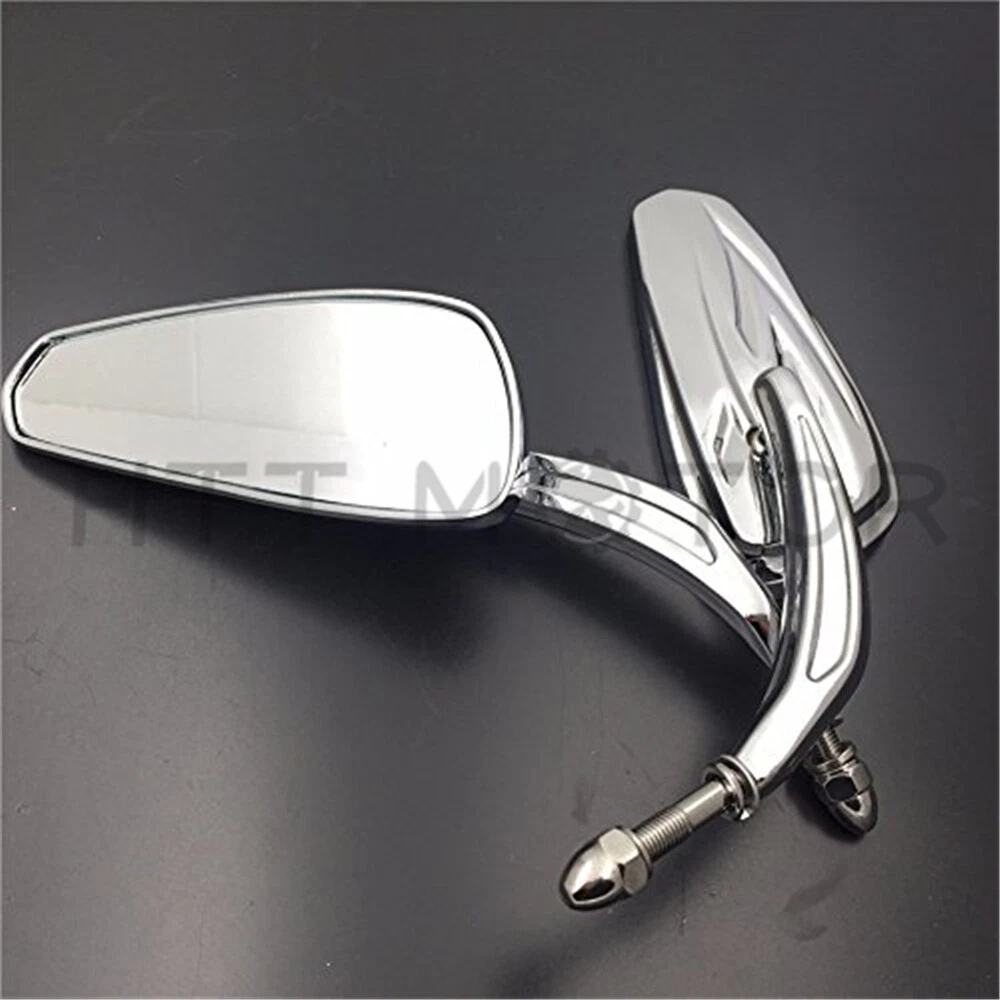 Chrome 8mm Rear View Side Mirrors Fit For Harley Touring Road Glide King Electra