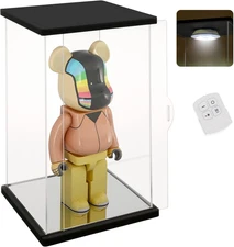 NONEMEY Clear Acrylic Display Case with Remote Control Light for 400% Bearbrick,
