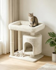 Small Cat Tree, Cat Tree for Large Cats with Perch Bed, Dual Sisal Scratching...