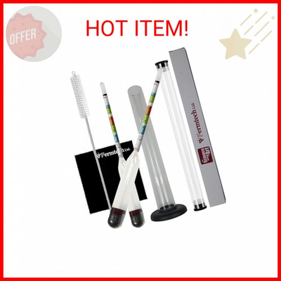 #ad Fermtech Glass Triple Scale Hydrometer Kit – Test ABV Brix Gravity for Wine B $19.16