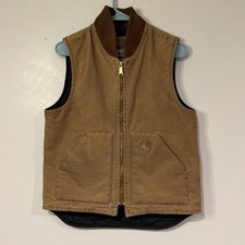 Vintage Carhartt V02 BRN Sandstone Arctic Quilt Lined Duck Vest Mens Small Brown