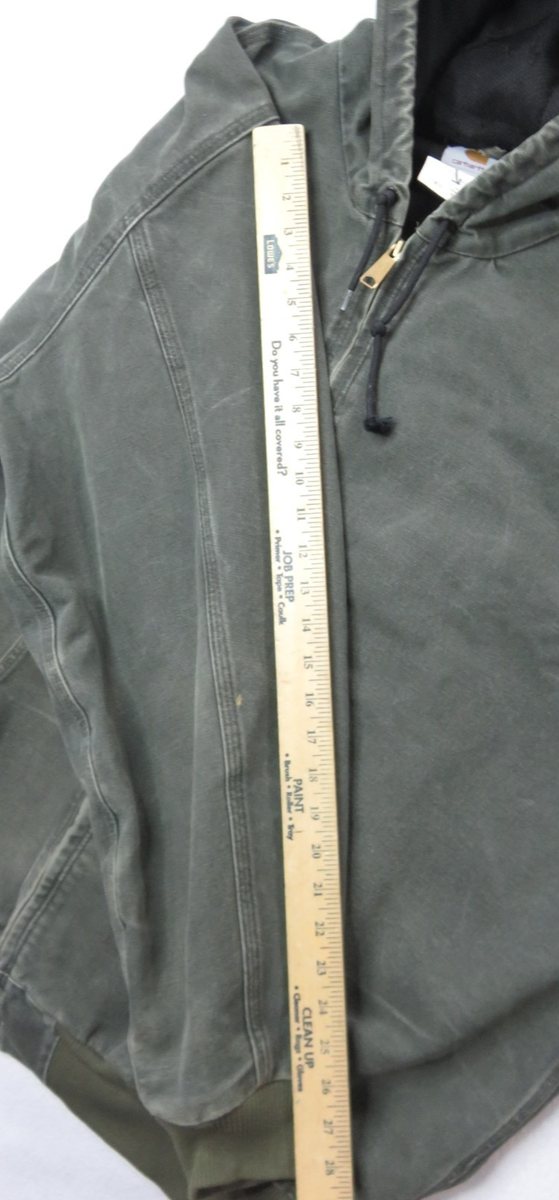 CARHARTT J25 MOS Moss Green Canvas Hooded Zip Lined Jacket Thermal