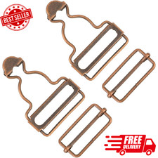 2 Pairs Overall Buckles Replacement Metal Suspender Clips with Rectangle Buckle