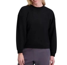 DKNY SPORT Ladies Crewneck Fleece Sweatshirt, Black, Size L -