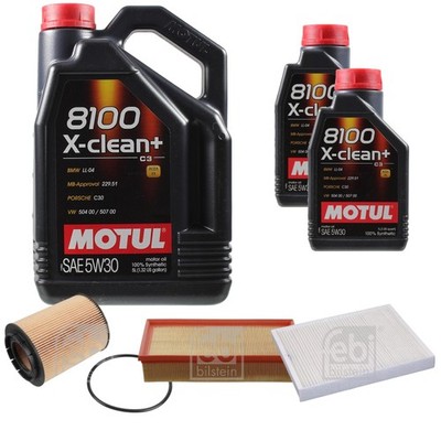 FEBI BILSTEIN Inspektionspaket 7L Motul 8100 X-clean+ 5W30 für VW Multivan V