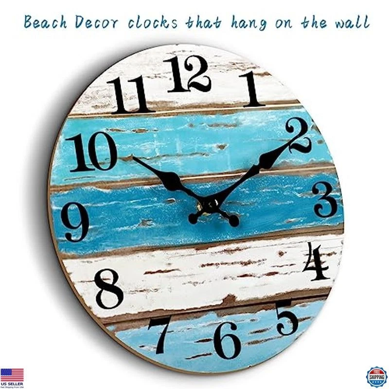 CHYLIN 16" Reloj de Pared Azul Náutico - Reloj Grande Exterior para Patio y Piscina Foto 4 de 4