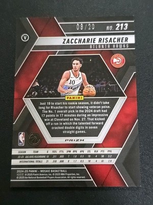 2024-25 Panini Mosaic Basketball #213 ZACCHARIE RISACHER RC