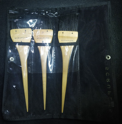 New Scruples Hair Coloring Tint Applicator Three Brush Set With Storage Case